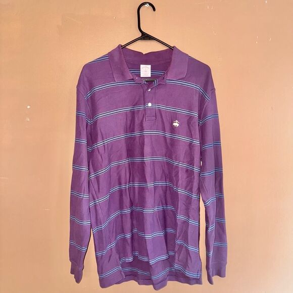 Brooks Brothers Men's Golden Fleece Performance Long Sleeve Polo Shirt Purple M - Picture 3 of 9
